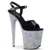 Pleaser Shoes 8" Black/Silver Glitter Pumps*