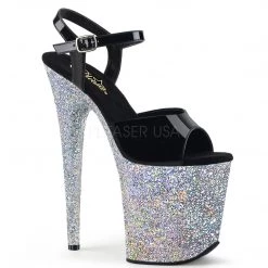 Pleaser Shoes 8" Black/Silver Glitter Pumps*