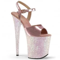 Pleaser 8" Heel Rose Gold Glitter Platforms*