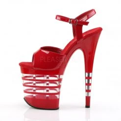 Pleaser 8" Red Ankle Strap Pumps*
