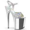 Pleaser Shoes 8" Silver Ankle Strap Stripper Heels*