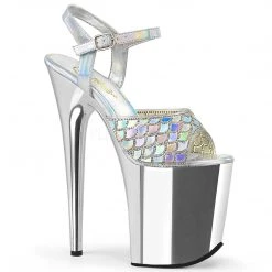 Pleaser Shoes 8" Silver Ankle Strap Stripper Heels*