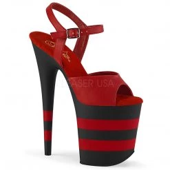 Pleaser 8" Heel Red/Black Faux Leather Platforms*