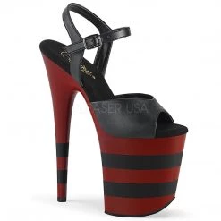 Pleaser Black/Red 8" Faux Leather High Heels*