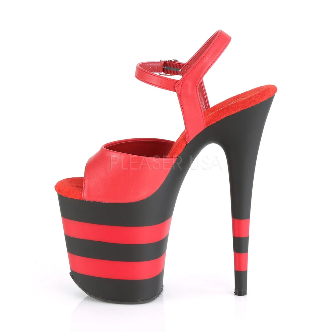 Pleaser 8" Heel Red/Black Faux Leather Platforms* 4 Pleaser 8" Heel Red/Black Faux Leather Platforms*