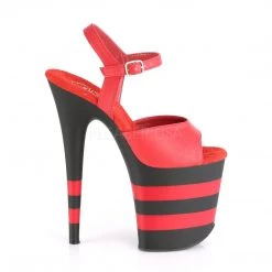 Pleaser 8" Heel Red/Black Faux Leather Platforms* 9 Pleaser 8