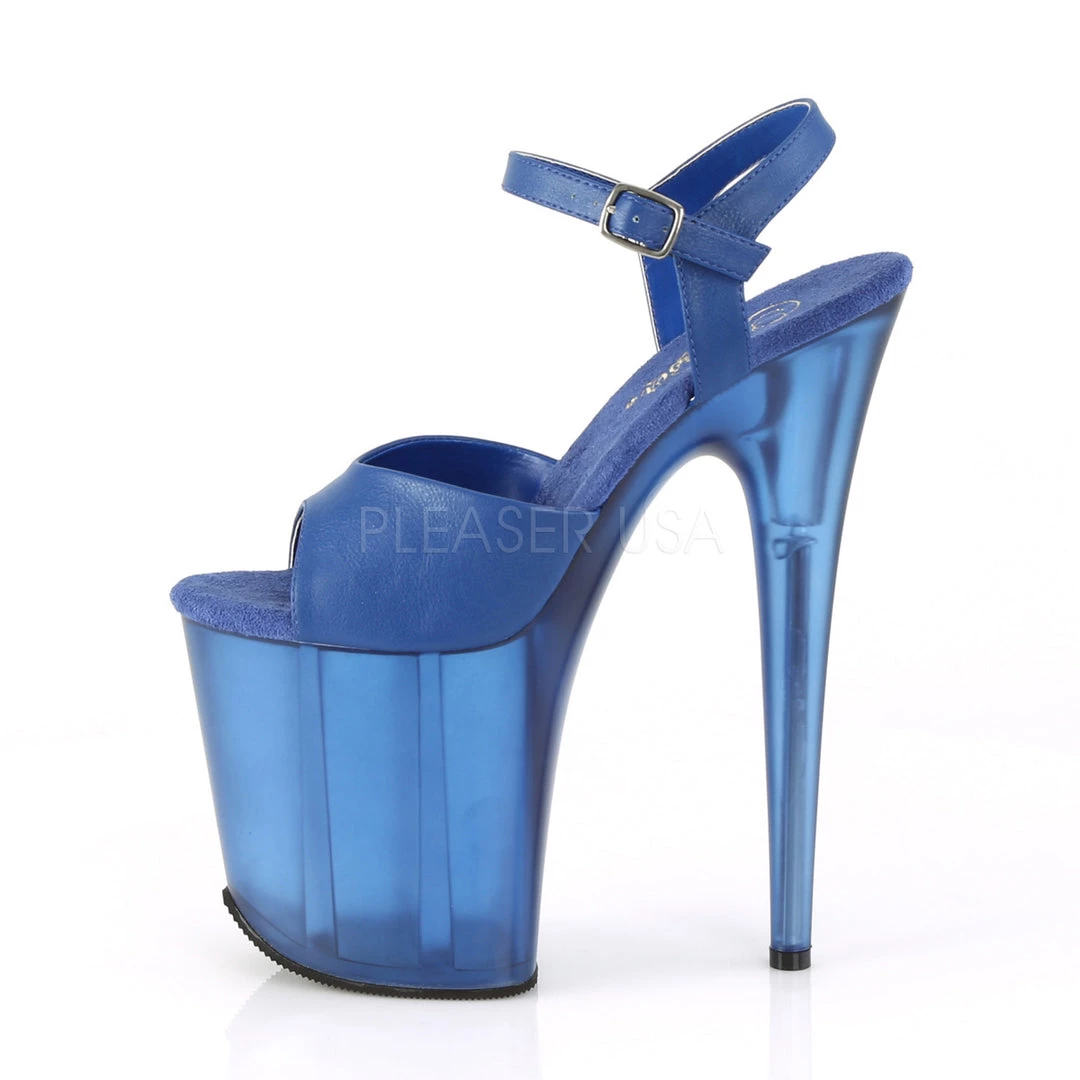 Pleaser 8" Blue/Clear Faux Leather Heels* Shoes 4 Pleaser 8" Blue/Clear Faux Leather Heels* Shoes