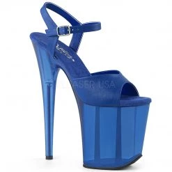 Pleaser 8" Blue/Clear Faux Leather Heels* Shoes