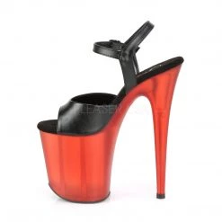 Pleaser 8" Heel Black/Red Faux Leather Platforms* Shoes
