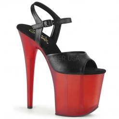 Pleaser 8" Heel Black/Red Faux Leather Platforms* Shoes