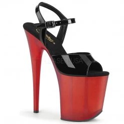 Pleaser Shoes Black/Red 8" Ankle Strap Heels*
