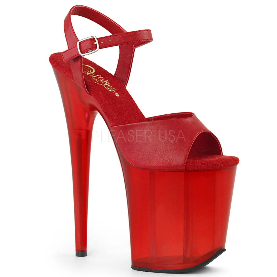 Pleaser 8" Red Faux Leather Heels* 3 Pleaser 8" Red Faux Leather Heels*