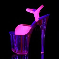 Pleaser Glow In The Dark & Neon 8" Hot Pink Ankle Strap High Heels*