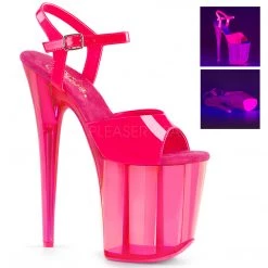 Pleaser Glow In The Dark & Neon 8" Hot Pink Ankle Strap High Heels*