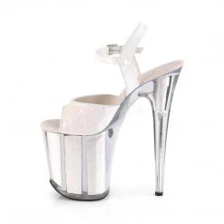 Pleaser 8" Heel Clear/White Glitter Platforms*