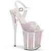 Pleaser 8" Heel Clear/White Glitter Platforms*