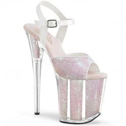 Pleaser 8" Heel Clear/White Glitter Platforms*
