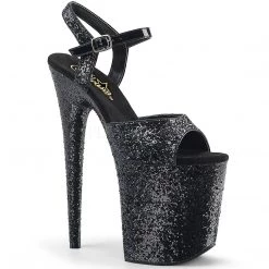 Pleaser 8" Heel Black Glitter Platform Shoes*