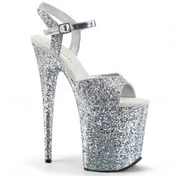 Pleaser Shoes 8" Silver Glitter Heels*