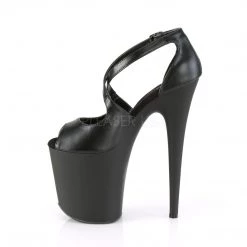 Pleaser 8" Heel Black Faux Leather Platforms*