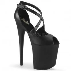 Pleaser 8" Heel Black Faux Leather Platforms*