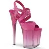 Pleaser Shoes 8" Heel Clear/Fuchsia Faux Leather Platforms* 2 Pleaser Shoes 8" Heel Clear/Fuchsia Faux Leather Platforms*