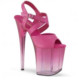 Pleaser Shoes 8" Heel Clear/Fuchsia Faux Leather Platforms*