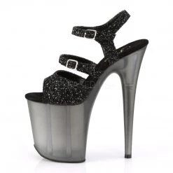Pleaser Shoes 8" Black Glitter Stripper Heels*