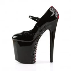 Pleaser 8" Heel Black/Red Platform Shoes*