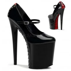 Pleaser 8" Heel Black/Red Platform Shoes*