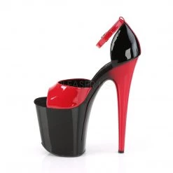 Pleaser Shoes 8 Inch Black/Red Ankle Strap Heels*