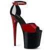 Pleaser Shoes 8 Inch Black/Red Ankle Strap Heels*