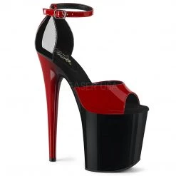 Pleaser Shoes 8 Inch Black/Red Ankle Strap Heels*