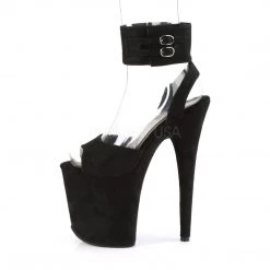 Pleaser 8" Heel Black Ankle Strap Platform Shoes*