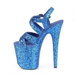 Pleaser 8" Heel Blue Glitter Platforms* Shoes