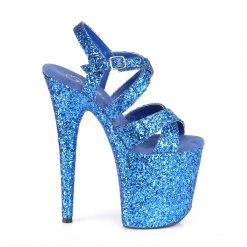 Pleaser 8" Heel Blue Glitter Platforms* Shoes 9 Pleaser 8