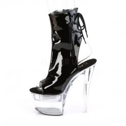 Pleaser 7" Heel Clear/Black Ankle Boot* 8 Pleaser 7