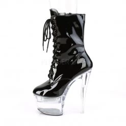 Pleaser Shoes 7" Heel Clear/Black Ankle Booties* 8 Pleaser Shoes 7