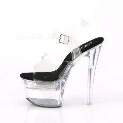 Pleaser Clear/Black 7" LED Illuminated High Heels* 8 Pleaser Clear/Black 7
