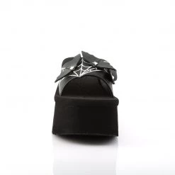 Demonia Shoes Black Vegan Leather 3.5" Platform Bats & Spider Sandals* 7 Demonia Shoes Black Vegan Leather 3.5