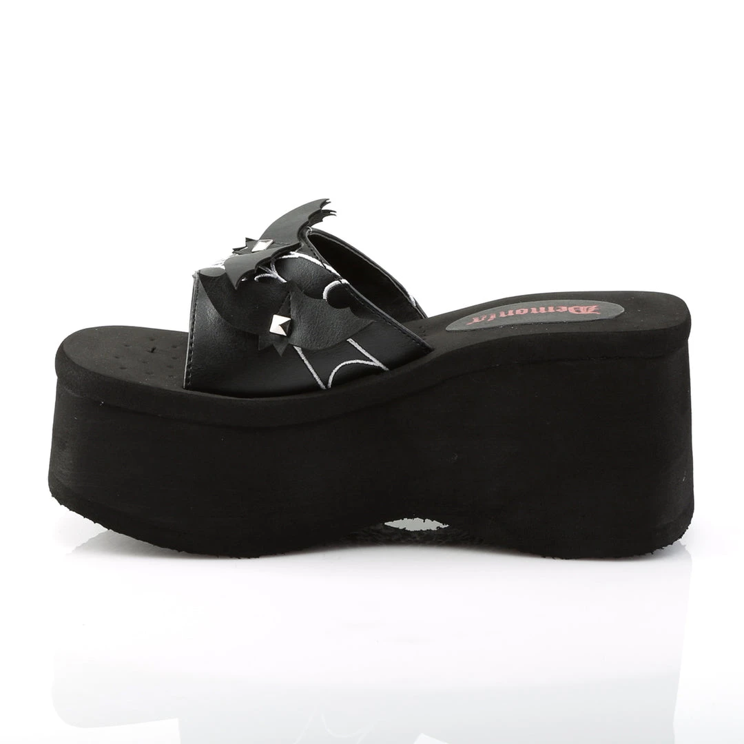 Demonia Shoes Black Vegan Leather 3.5" Platform Bats & Spider Sandals* 3 Demonia Shoes Black Vegan Leather 3.5" Platform Bats & Spider Sandals*