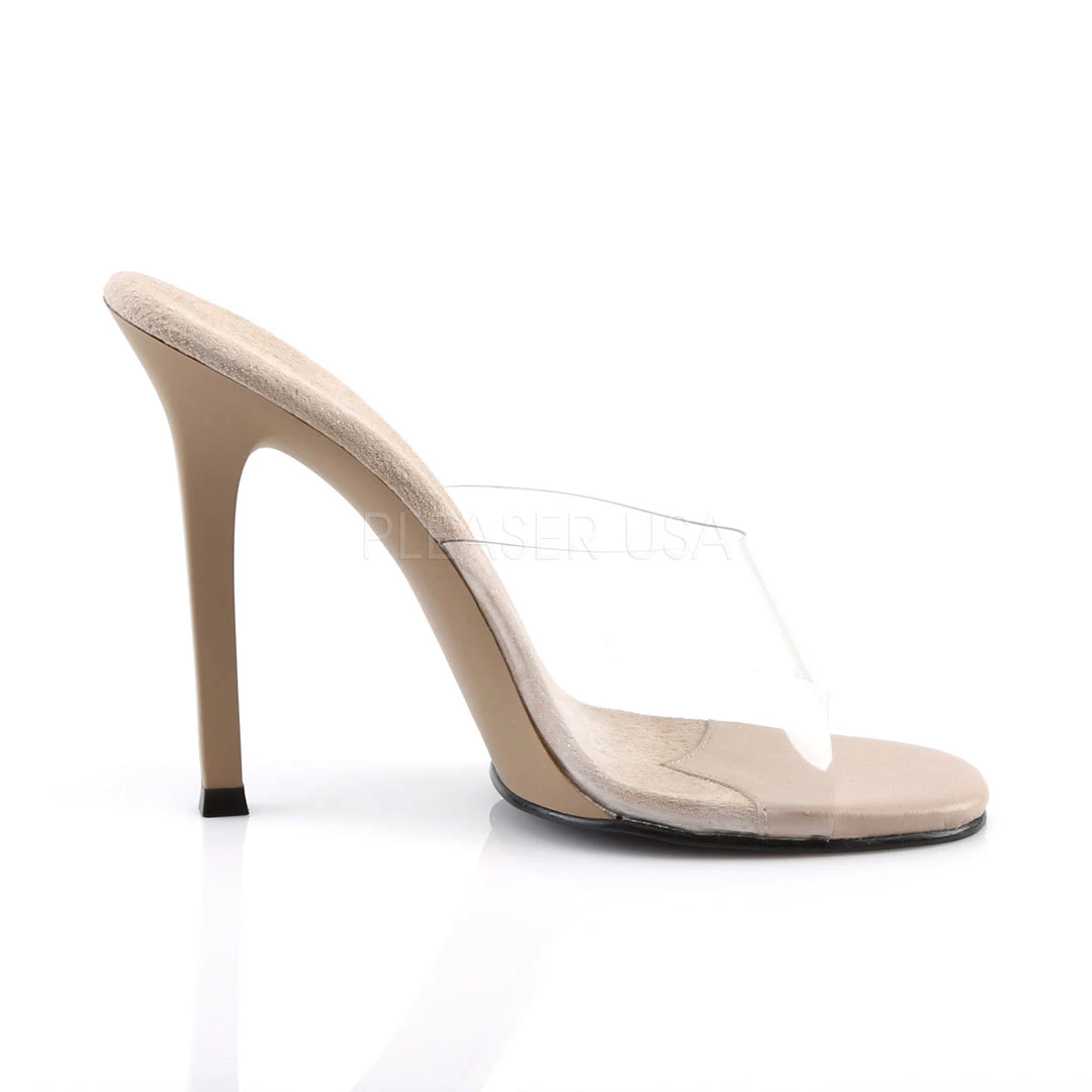 Fabulicious Shoes Clear/Beige Matte 4.5" Heel Slide 6 Fabulicious Shoes Clear/Beige Matte 4.5" Heel Slide
