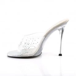 Fabulicious Clear 4.5" Heel Slide W/ Rhinestones Shoes