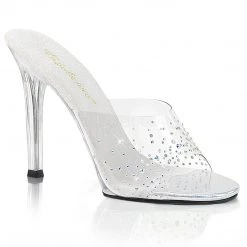 Fabulicious Clear 4.5" Heel Slide W/ Rhinestones Shoes