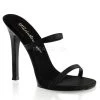 Fabulicious Black Satin 4.5" Dual Spaghettie Strap Slide Shoes
