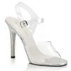 Fabulicious Shoes 4.5" Heel Clear/Silver Ankle Strap Sandal W/ Rhinestones