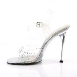 Fabulicious 4.5" Heel Clear Ankle Strap Sandal W/ Rhinestones