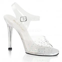 Fabulicious 4.5" Heel Clear Ankle Strap Sandal W/ Rhinestones