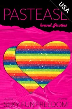 Pastease Rainbow Clothing Glittering Rainbow Heart Nipple Pasties