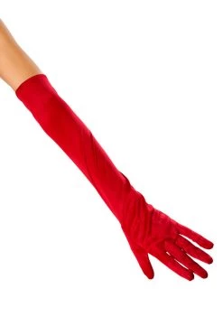Roma Stretch Satin Gloves - Red